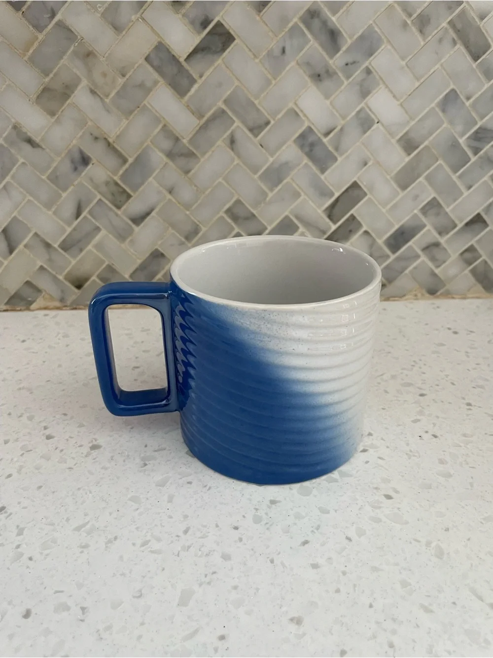 Starbucks 2022 Blue & White Iridescent Ombre Ribbed Twist Coffee Mug Cup 12 oz